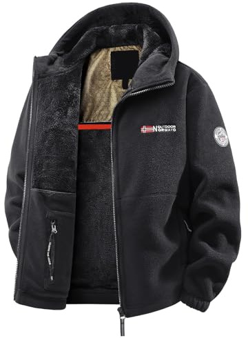 Genérico Abrigo de invierno con capucha cálida con cremallera y bolsillos, chaqueta polar para hombre, comodidad y gruesa, chaqueta de esquí a prueba de viento y antifrío para deporte al aire libre