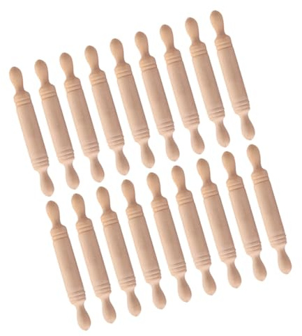 VICASKY Lot de 24 Mini Rouleaux à Pâtisserie en Bois pour Garçon et Filles, Accessoires Miniatures pour Maison de Poupée, Rouleaux à Pâtisserie Cuisine, pour Jeux Créatifs et Décoration
