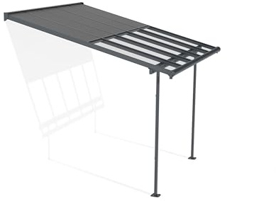 Canopia by Palram Sierra Cabrio Terrassenüberdachung 295x314cm – Grauer Aluminiumrahmen, Verstellbares Schiebe-Dachsystem, Doppelstegplatten in Grau Opal, UV-beständig & Wetterfest