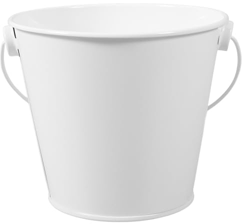 OSALADI Seaux en Métal Blanc Poignée pour Collecte d'Huile et Barbecue, Petit Format 8 X 10,5 X 12 CM, Usage Intérieur et Extérieur Polyvalent
