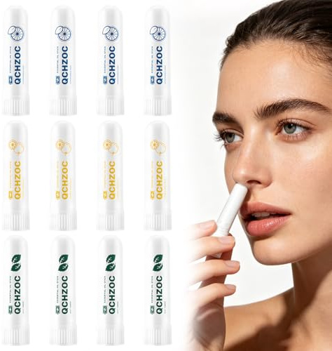 Lápiz inhalador nasal para la nariz, 12 unidades, para limpieza de menta, portátil, ayuda rápida, ayuda rápida, concentración y 3 tipos
