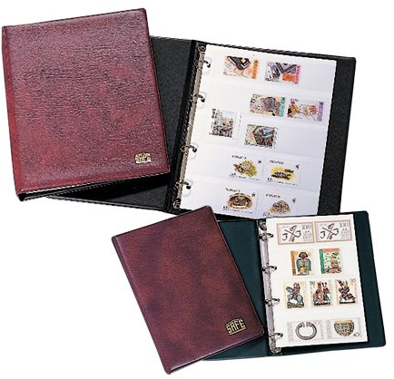 Safe Album pour Timbres-Poste au Format A6 avec mécanisme d'anneaux métalliques avec 5 Feuilles à insérer