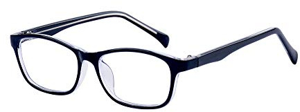 ALWAYSUV Gafas clásicas transparentes con montura para niños/adolescentes, Negro., M