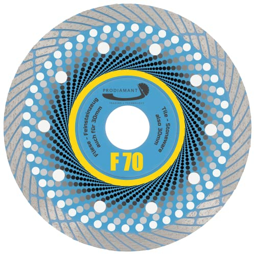 PRODIAMANT Profi Diamant-Trennscheibe 125mm F70 bis 30mm Feinsteinzeug Trockenschnitt in Terrassenplatten und Fliesen