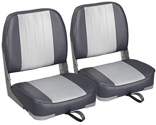 Leader Accessories 1 Paar Bootssitze, niedrige Rückenlehne, zusammenklappbar, 2 Sitze, Grau / Anthrazit.