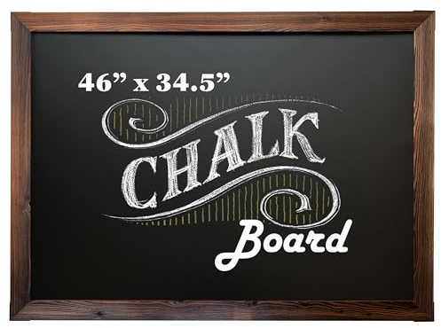 Loddie Doddie Magnetic Chalkboard - 46 in x 34.5 in, Rustic Wood Frame - Menu Board for Kitchen & Magnet Display - Mounting Hardware & Hanging Chalkboard - Meal Planning Chalk Calendar Board for Wall