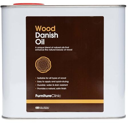 Furniture Clinic Danish Oil for Wood - Premium Finishing Oil to Enhance The Natural Beauty of Oak, Pine & Wooden Worktop Surfaces - Seal & Protect for a Satin Finish - 2.5L
