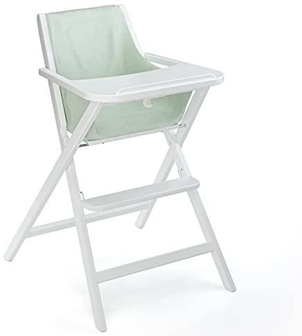 Geuther Klapp-Hochstuhl TRAVELLER Baby Hochstuhl mit Tisch Zusammenklappbares Reisezubehör Babystuhl mit 3-Punkt Sicherheitsgurt & Essbrett Platzsparend & schadstofffrei Weiß