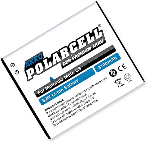 PolarCell Akku für Motorola Moto G5 - Moto G4 Play - Moto E3 - Moto E4 | ersetzt Original-Batterie GK40 | 2900mAh starker Ersatz-Akku | selektierte A+ Qualitätszellen | SNN5967A SNN5967B