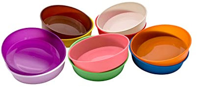 Craftplay Art Accessories | Strong Plastic Bowls | Pack of 10 Assorted Colours | Use for Paint, Sand, Glitter, Counting, Sorting & organizing