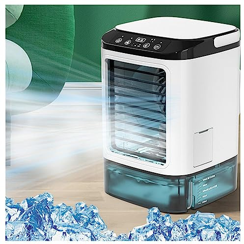 VVLXRIC 900ml Climatizzatore Mobile, Serbatoio da 900ml,con Ghiacciaia,3 velocità Mini Air Conditioner 2 modalità di Nebbia, 7 Luci Colorate Rinfrescatori D Aria per Uso Casa E Ufficio