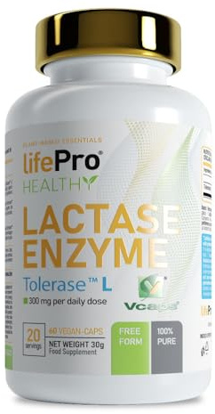 LIFE PRO NUTRITION Life Pro Lactase Enzyme 60vcaps | Ayuda A Descomponer La Lactosa En Glucosa Y Galactosa. | Elimina Las Molestias Por La Intolerancia A La Lactosa