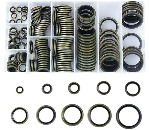 150 Stück Dichtungsringe Set Bonded Seal Dichtring Hydraulik Dichtringe mit Gummilippe für die Reparatur von Rohrleitungen und Autos Ölablassschrauben Ventilen Industriemaschinen
