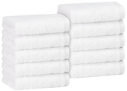 ZOLLNER Uppsättning av 10 tvåldukar 100 % bomull, 30 x 30 cm, vit
