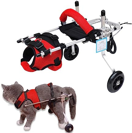 Cat Wheelchair, Newly Upgraded Pet Wheelchair, Removable Harness Design, Lightweight Cat Wheelchair for Back Legs of Doggie, Cats, Rabbits (S)