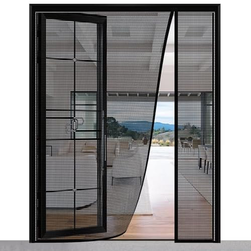 Barrera Antiinsectos Eficaz para Balcones, Terrazas Y Puertas Correderas Mediante Mosquiteras MagnéTicas: Disfrute de Un Aire Fresco Sin Plagas, 180x185cm, Negro