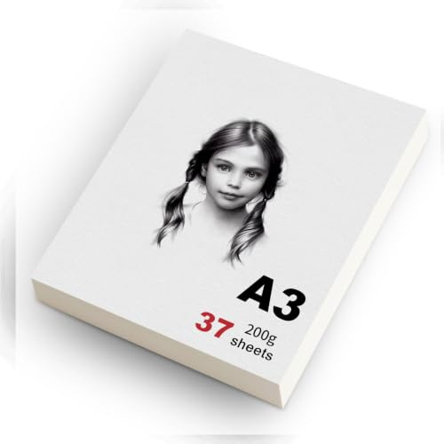 msymsyu Målarrulla, format A3, 200 g, 37 ark, färgläggningspapper, teckningspapper, perfekt för konstnärlig design, skolkontor, skissering och måleriövningar
