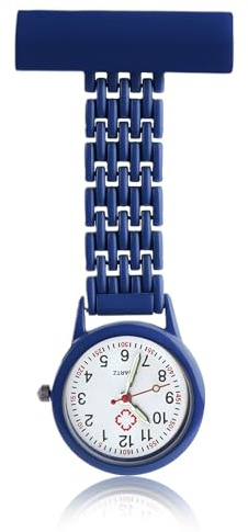 OMCGG Nurses Fob Watch, Alloy Quartz Movement Doctor Pocket Watches Easy Read Lapel Pin Watch Glow in The Dark Clip-on Hanging Pendant Brooch for Nurse Doctor (Deep Blue)