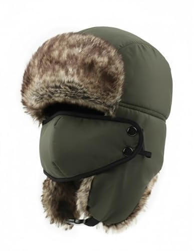 Zylioo XXL Winter Trappermütze Für Großen Kopf,Wintermütze mit Ohrenklappen Größe 60-65cm Russenmütze für Snowboarden Skaten Outdoor
