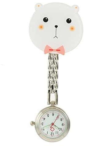 ZWTPGKRD Reloj de bolsillo de aleación ligera con función de fijación de clip fácil para médicos y enfermeras en entornos clínicos, médicos, personal, reloj de solapa, Little White Bear