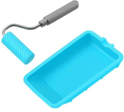 Juego de rodillos de pegamento de silicona azul cielo con bandeja, aplicador de carpintería para manualidades