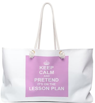 3dRose Pink Keep Calm and Pretend its on the Lesson Plan fun teacher gift Weekender Bag