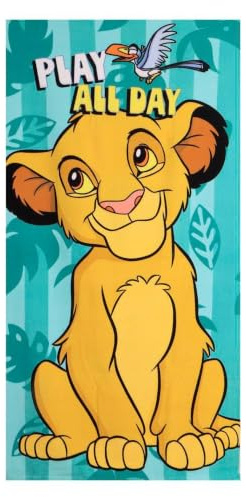 König der Löwen Handtuch 70 x 140 cm für Jungen und Mädchen – Disney Simba Weiches und saugfähiges Kinderhandtuch für Strand, Pool und Schwimmbad, Sommerhandtuch für Kinder von 2–10 Jahren