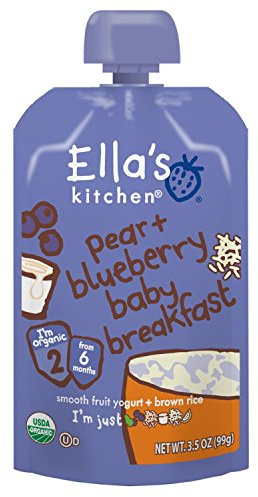 Ella's Kitchen Stage 1 From 6 Months Organic Baby Brekkie Blueberry and Pear (Pack of 6)