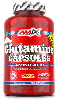 AMIX - Glutamina en 360 Cápsulas - Favorece la Recuperación Muscular y Ayuda a Definir los Músculos - Complemento Nutricional - Contribuye en la Acción Antioxidante