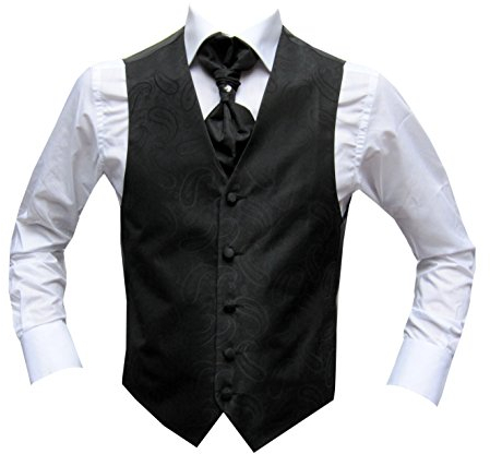 MMUGA Hochzeitwesten Set mit Plastron Schwarz 54