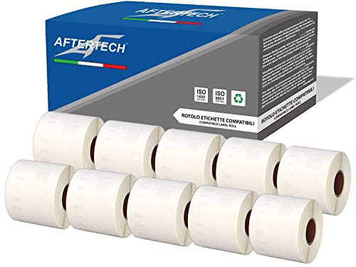 Aftertech 10 x 99014 54 x 101 mm Rollos de etiquetas adhesivas compatibles (220 etiquetas/rollo = 2200 totales) para Dymo LabelWriter Seiko SLP etiquetadoras impresoras S0722434 10x99014