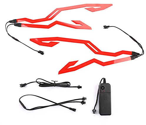 Motorrad LED Streifen Lichtleiste, Asudaro Helm LED Licht Motorradhelm Licht Wasserdichtes Motorrad Licht Streifen LED Aufkleber Mit wiederaufladbarem LED-Signaletikett Helmdekorationsset,rot