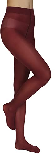 Annes styling Collant Donna Microfibra 40 Den Opachi Calze Donna Eleganti e Morbide Collant Classici per Tutte le Stagioni Comfort Fit Senza Cuciture con Tassello in Cotone Bordeaux Taglia S