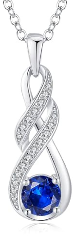 LOCIBLO Infinity Birthstone Necklace for Women Blue Sapphire Jewellery