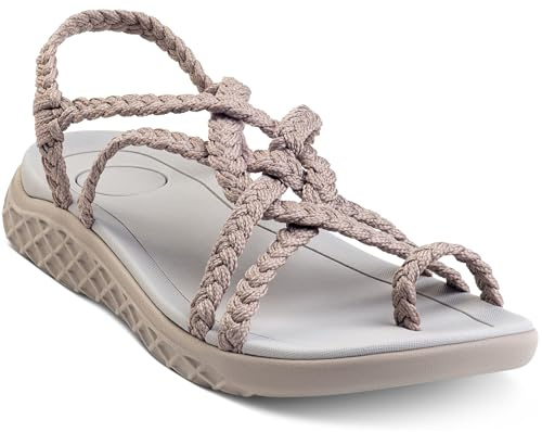 Plaka Explore Walking and Hiking Sandals for Women | Comfortable Summer Sandal with Arch Support | Waterproof Comfy Sandals for Travel, Beach or Poolside | Brazilian Sand | size 9