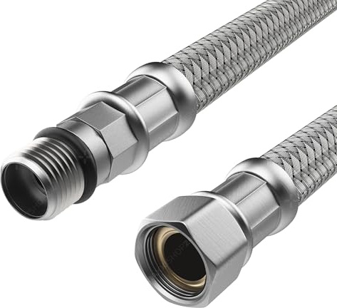 Flexslang rostfritt stål pansarslang 3/8 tum 1/2 tum 3/4 tum 1 tum x ITALY anslutningsslang sanitär vattenverk (rostfritt stål, M10 AG x 3/8 tum ÜM – 60 cm x 324)