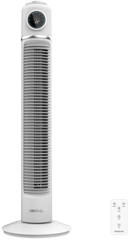 Cecotec - Turmventilatoren EnergySilence 1090 Skyline Retro Smart White von 81 cm, 40W, Display -LED, taktile und Fernbedienung, 3 Geschwindigkeit, 3 Modi, Timer 12 Stunden und Schwingung 72º