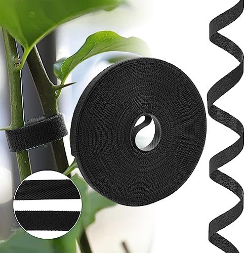 URAQT Klett Kabelbinder, 10m Klettband Wiederverschließbar Schwarz 15mm Breite Langfristige Selbstklebendes Klettband Beliebig Zuschneiden Kabel Doppelseitiges Klett Geeignet für Organisation zu Hause