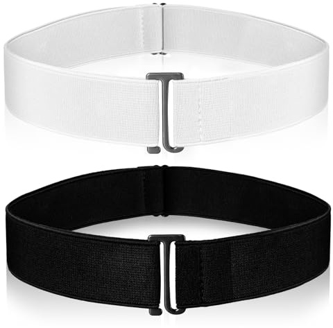 Amaxiu 2 cinturones invisibles para mujer, cinturón elástico ajustable, Blanco + Negro, talla