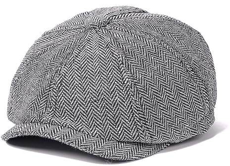 YAMEIZE Retro Flat Cap 8 Panel - Men Women Newsboy Hat Baker Boy Warm Herringbone Flat Cap 8 Panel Ivy Cap Trendy Winter Beret Peaky