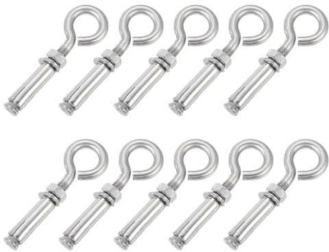 QUARKZMAN 10uds M10 304 Inoxidable Acero Expansión Cáncamo Cerrado Gancho Expansión Perno Tornillo Hormigón Cáncamo para Pared Techo Concreto Mampostería