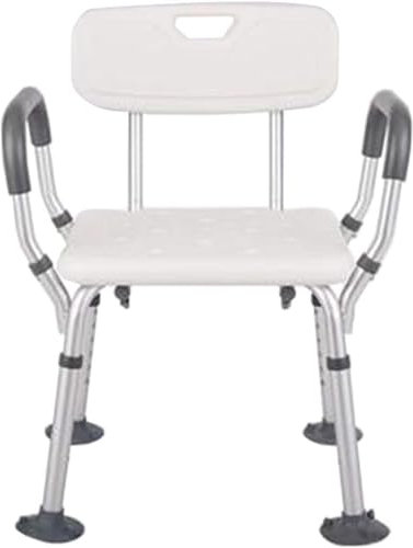 Taburetes de baño Silla de Ducha con Respaldo con Puntas de Goma Antideslizantes Silla elevadora de bañera Blanca con Brazos Asiento de bañera Antideslizante y Antideslizante