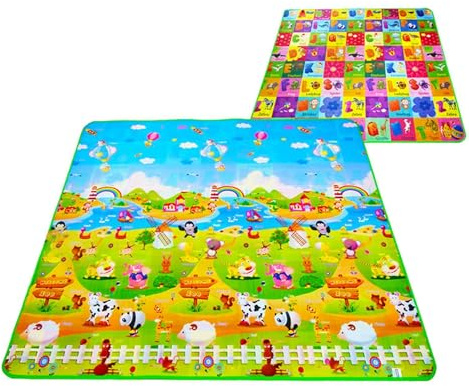 Tappeto Per Bambini, Tappeto Da Gioco Reversibile E Atossico, Pieghevole, Impermeabile, Tappeto Strisciante, 200 x 180 cm