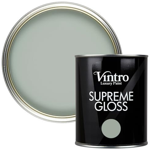 Vintro Paint | Gloss Paint | for Walls | Wood | Trim | Gloss Furniture Paint | Interior & Exterior Use. 1 Litre (Green/Blue - Duck Egg)