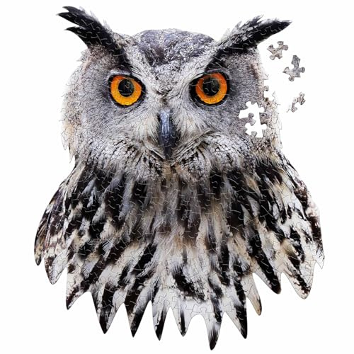 Madd Capp Animal Shaped Jigsaw Puzzle for Ages 10+, 300 Pieces, Owl Design with Shaped Cut, 64x76cm