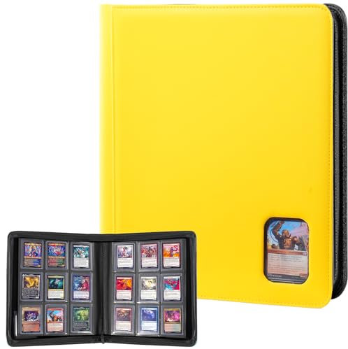 ProCase Classeur Toploader pour Cartes TCG, Binder Toploader pour 324 Pièces de Cartes de Sport/Pokémon/MTG/Lorcana 8,5 × 11 cm, Rangement Top Loader de Collection avec Fenêtre d’Affichage -Jaune