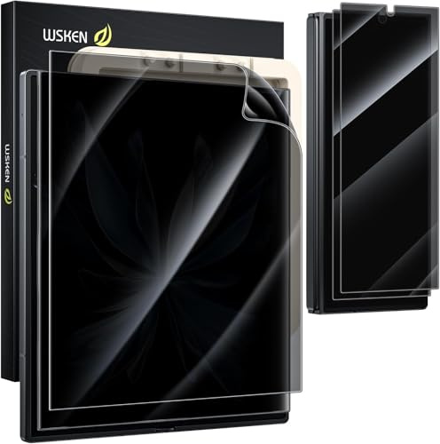 WSKEN för Samsung Galaxy Z Fold 6 integritetsskydd, [Enkel automatisk justering av installation] [bubbla självutrotning] inuti mjuk TPU-film + framsida 9H härdat glas, anti-fingeravtryck, anti-repor