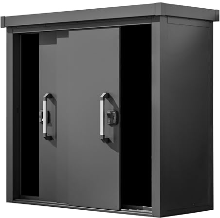 GFP Primeyard Geräteschrank Leon Metall 180x78x161 cm Gartenschrank Schiebetür anthrazit inkl. Fußboden