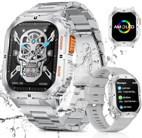 LIGE Smartwatch Uomo 1.95 AMOLED Orologio Smartwatch con Chiamate Bluetooth Cardiofrequenzimetro Monitor del SpO2/Sonno 100 Modalità Sportive Fitness Tracker Smart Watch