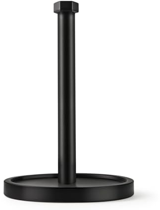 Beser·Win Paper Towel Holder Countertop, Stainless Steel Paper Towel Holder -Weighted Base, One-Handed Tear, Black Kitchen Roll Holder, Non-Slip Protect The countertop-New Black